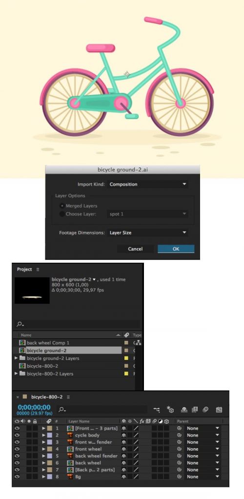 آموزش متحرک سازی دوچرخه در افترافکت